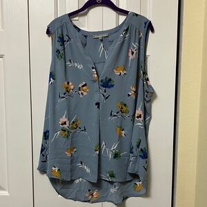 Daniel Rainn Floral Sleeveless Blouse - Blue and Green